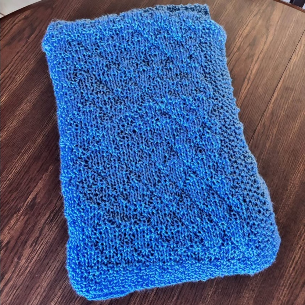 Handmade Blue Knit Baby Blanket